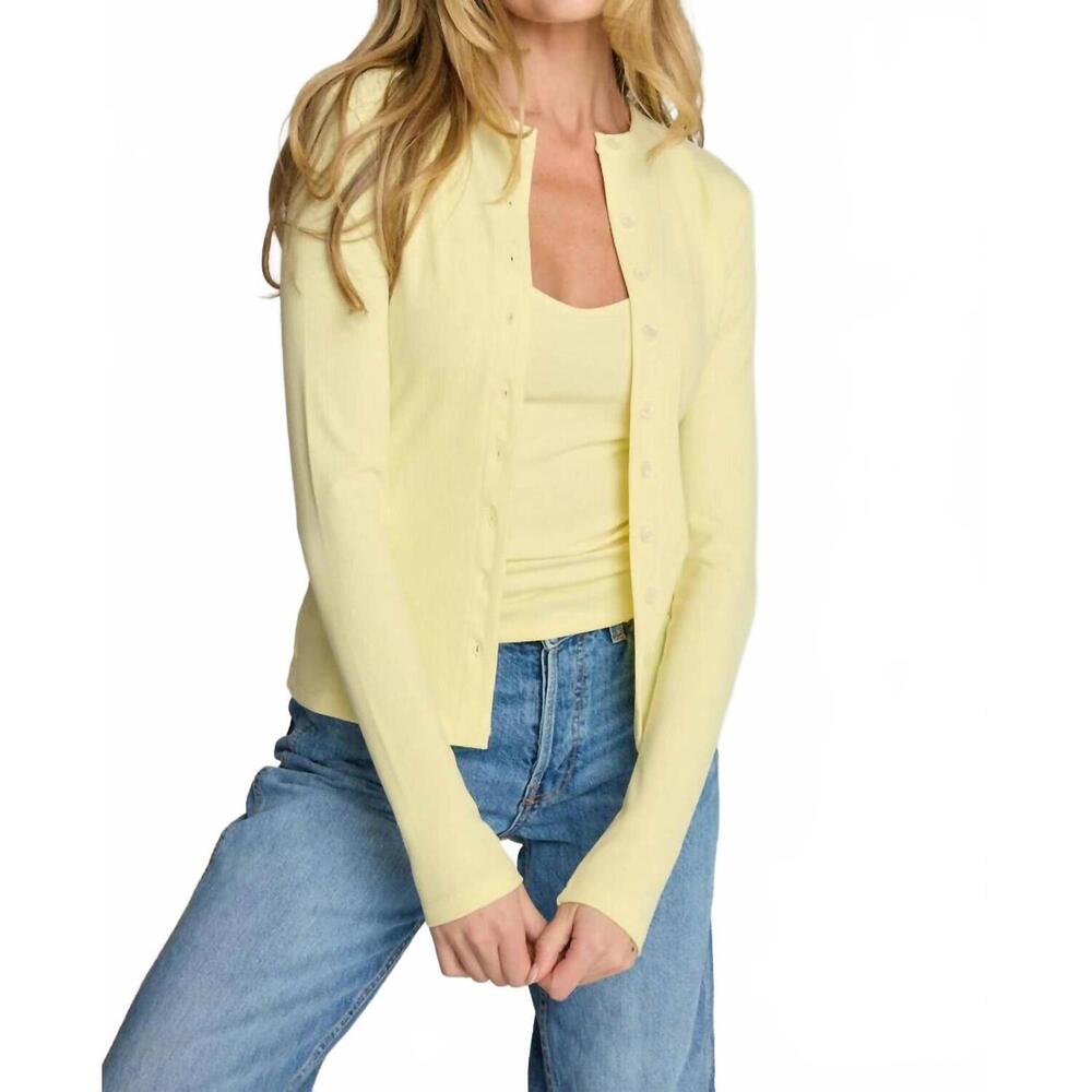 NEW SUNDAY RITUAL serena long sleeve cardigan in banana